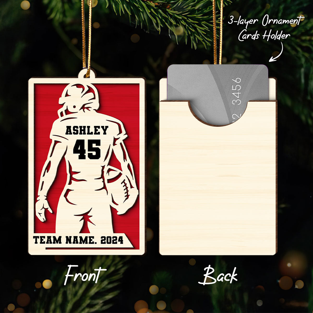 Personalized Football Money Gift Card Holder Ornament, Unique Gift For Football Player, Football Lover, Teenage Son, Grandson, Nephew, Husband, Boy Friend