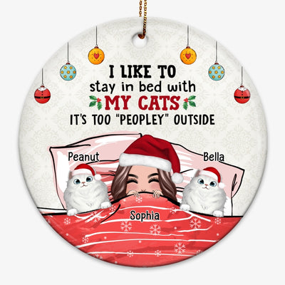 Stay In Bed With Cats Cat Mom Christmas Gift Personalized Circle Ornament