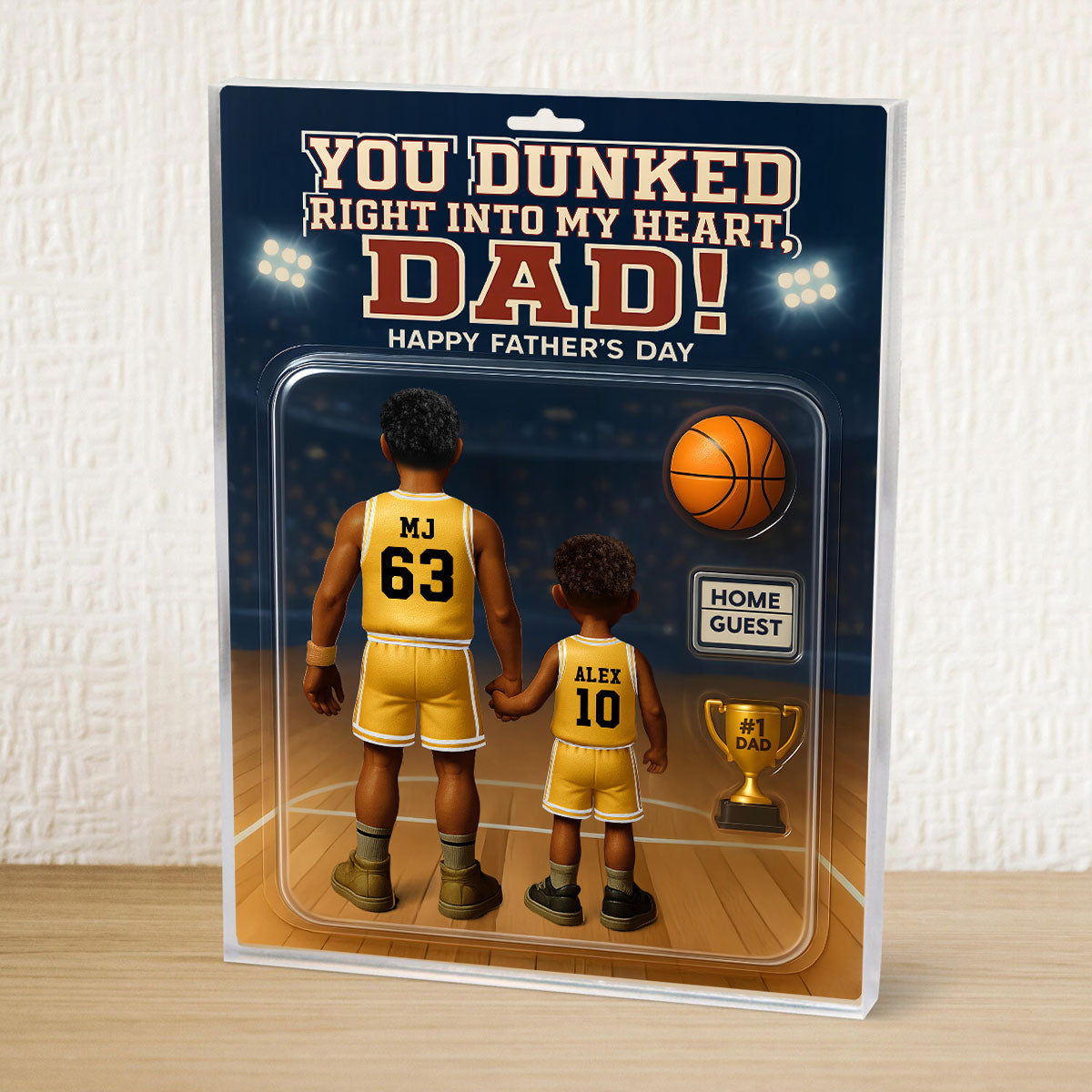 You Dunked Right into my Heart Dad, Basketball Custom Figure - Personalized Acrylic Block Plaque - Gift For Dad, Gift For Husband, Gift For Grandpa