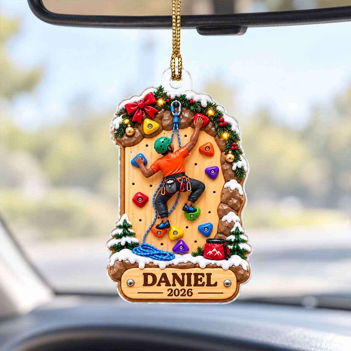 Rock Climbing Girl Boy - Personalized Acrylic Ornament - Christmas Gift For Kid Grandkids