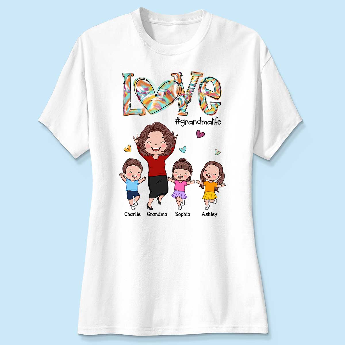 LOVE Grandma Life Colorful Painting Heart Personalized Shirt