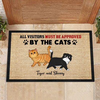 All Visitors Must Be Approved By Cats Home Decor Gift For Cat Lovers Personalized Doormat