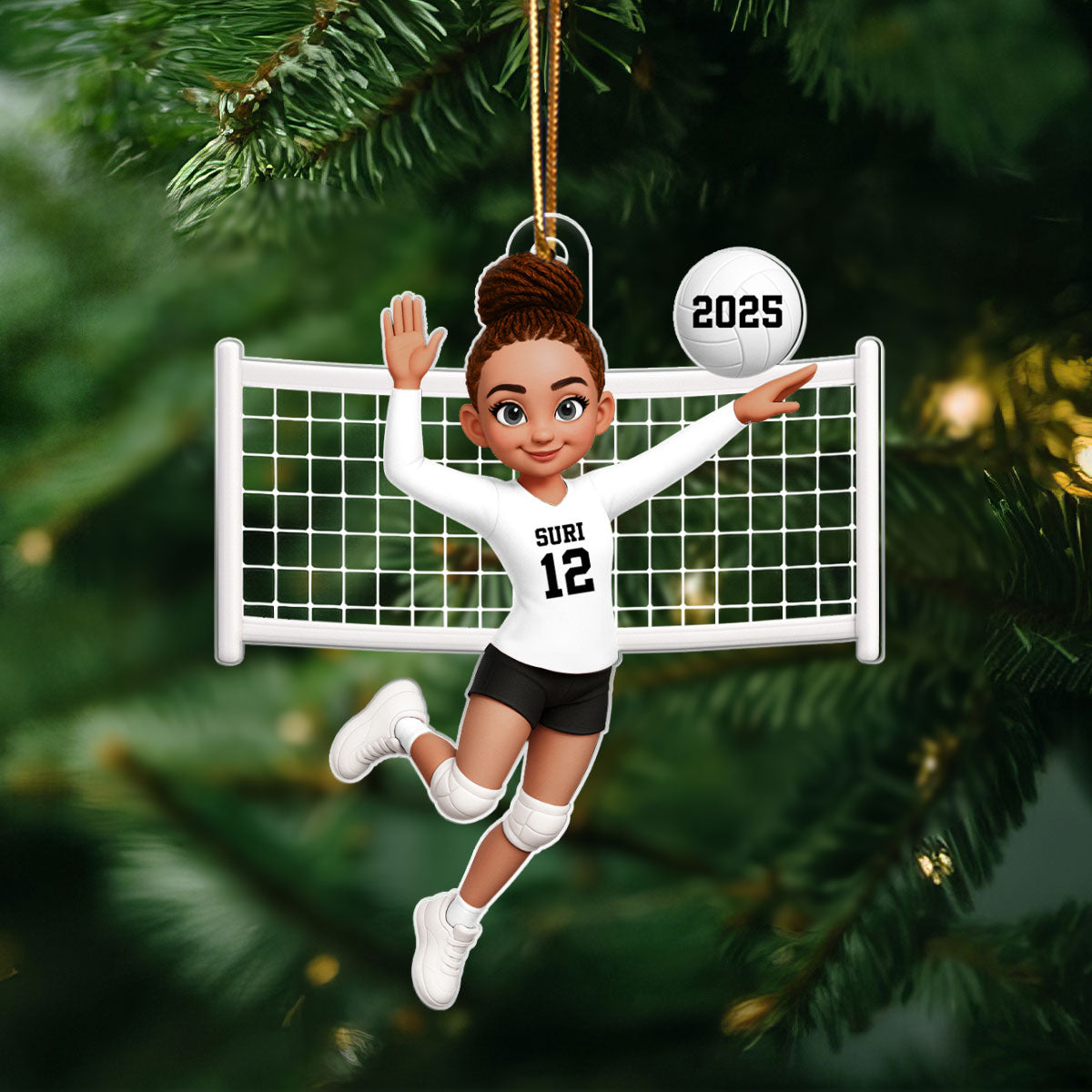 Volleyball Girl In Spike Action 3D Effect - Personalized Acrylic Ornament