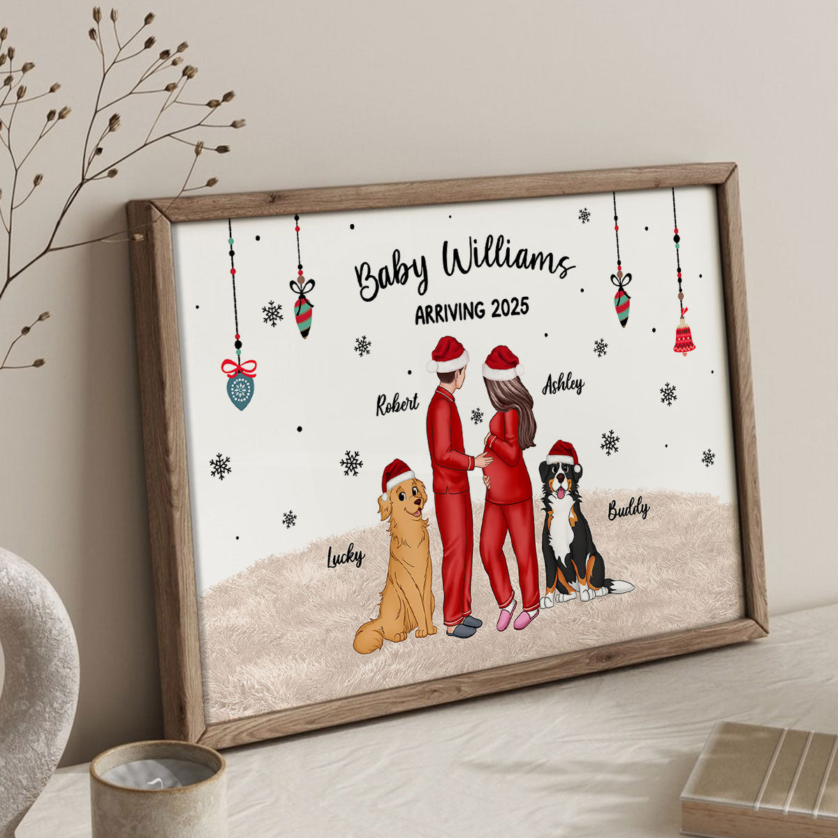Personalized Pregnancy Poster, Expecting Family Christmas Personalized Poster, New Mom Christmas Gift