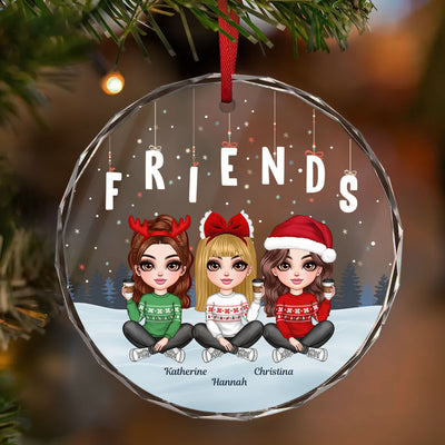 Hanging Letters Besties Friends Sisteres Personalized Glass Ornament, Christmas Gift