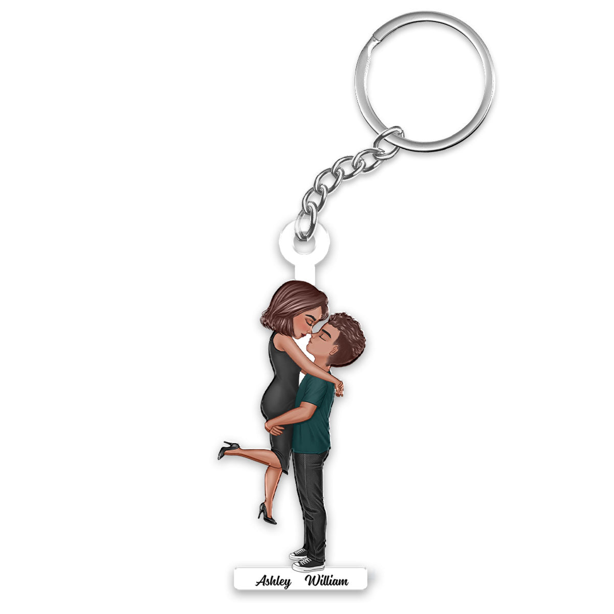 Doll Couple Hugging Kissing Personalized Acrylic Keychain