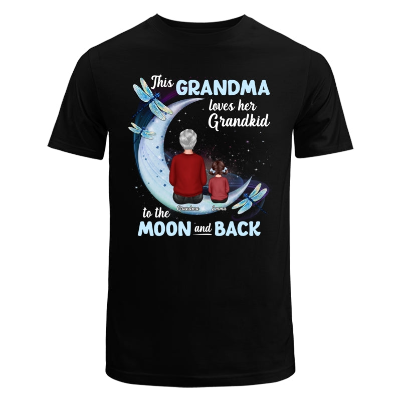 Grandma Loves Grandkids To The Moon Dragonfly Personalized Shirt