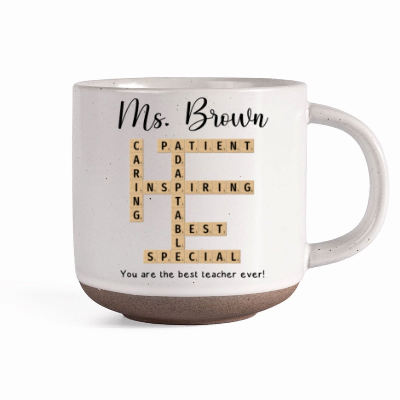 Best Teacher Coach Ever Crossword Art - Created In A Moment Personalized Pottery Mug