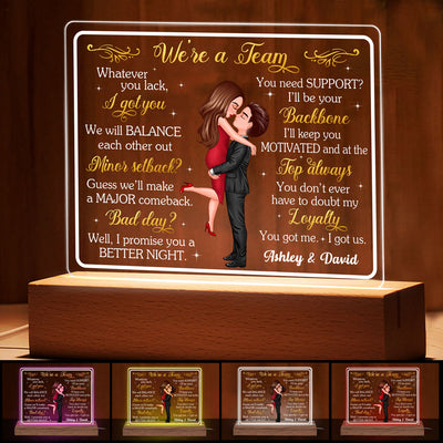 We‘re A Team Hugging Couple Personalized Acrylic LED Lamp Night Light