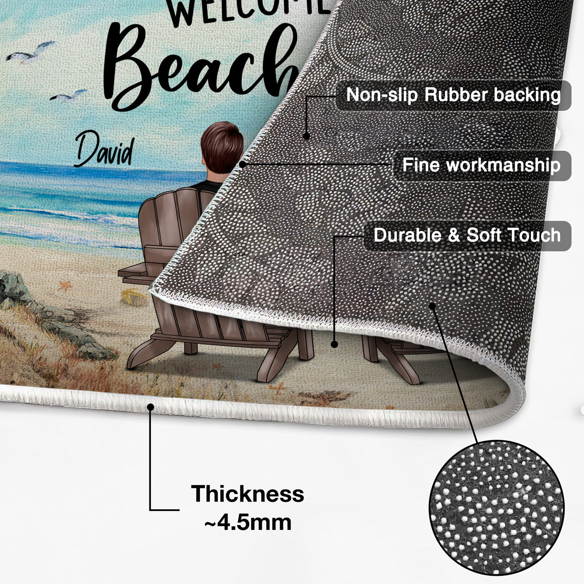 Probably At The Beach Couple Sitting Back View Beach House Gift Personalized Doormat