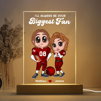 Personalized Y2K Football Couple Acrylic LED Night Light,  Gift for Couples