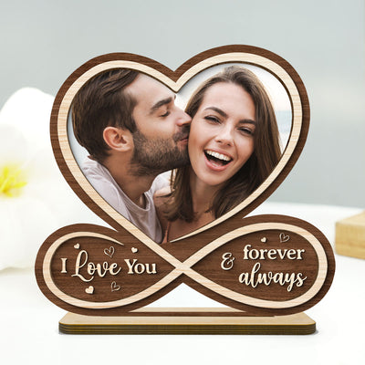 Infinity Custom Couple Photo Personalized 2-Layer Standing Wooden Plaque, Heartfelt Gift For Couple, For Him, For Her, Boyfriend, Girlfriend, Husband, Wife