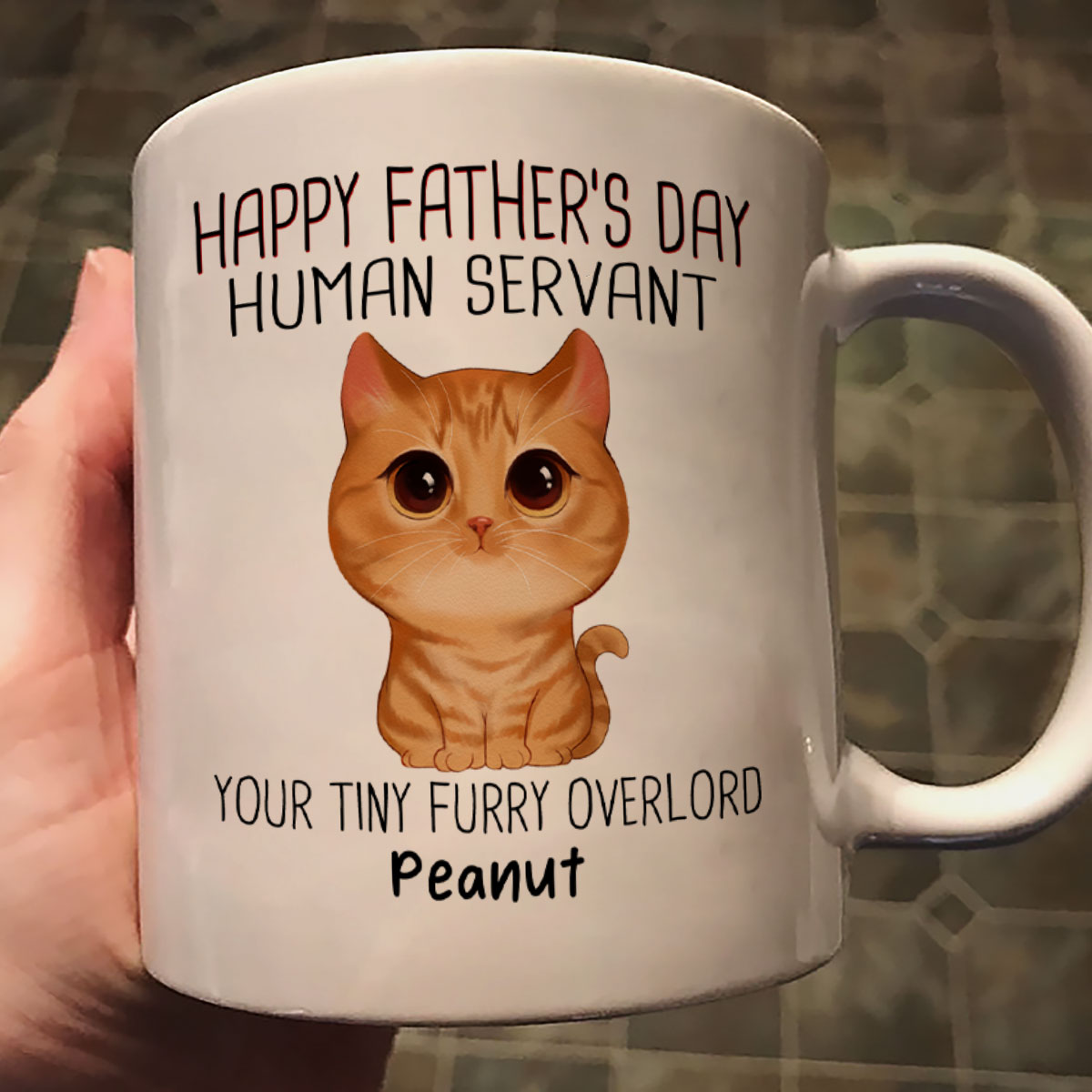 Watercolor Cute Cats Happy Father‘s Day Cat Human Servant - Personalized Mug