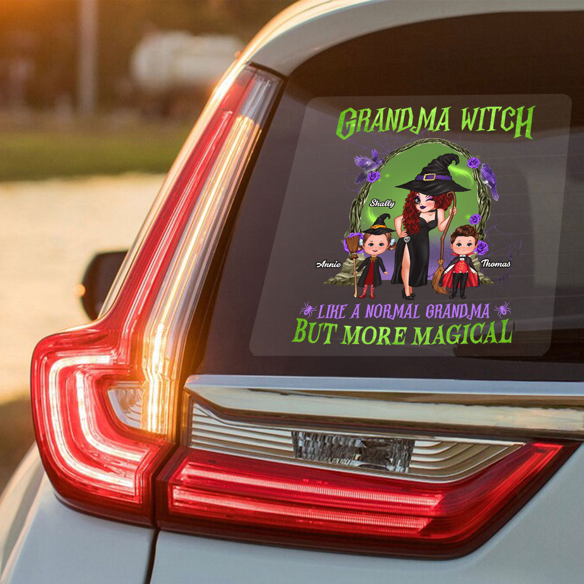 Purple And Green Pretty Grandma Halloween Personalized Decal, Halloween Decor