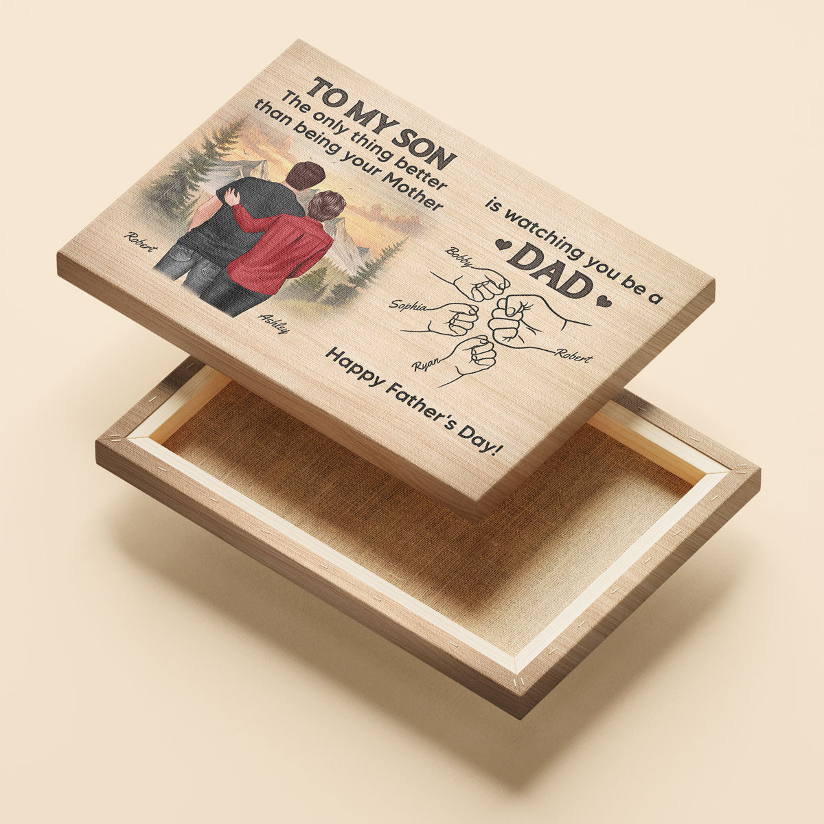 From Mom Dad To Son Watching You Be A Dad Personalized Wrapped Canvas, Gift For Son