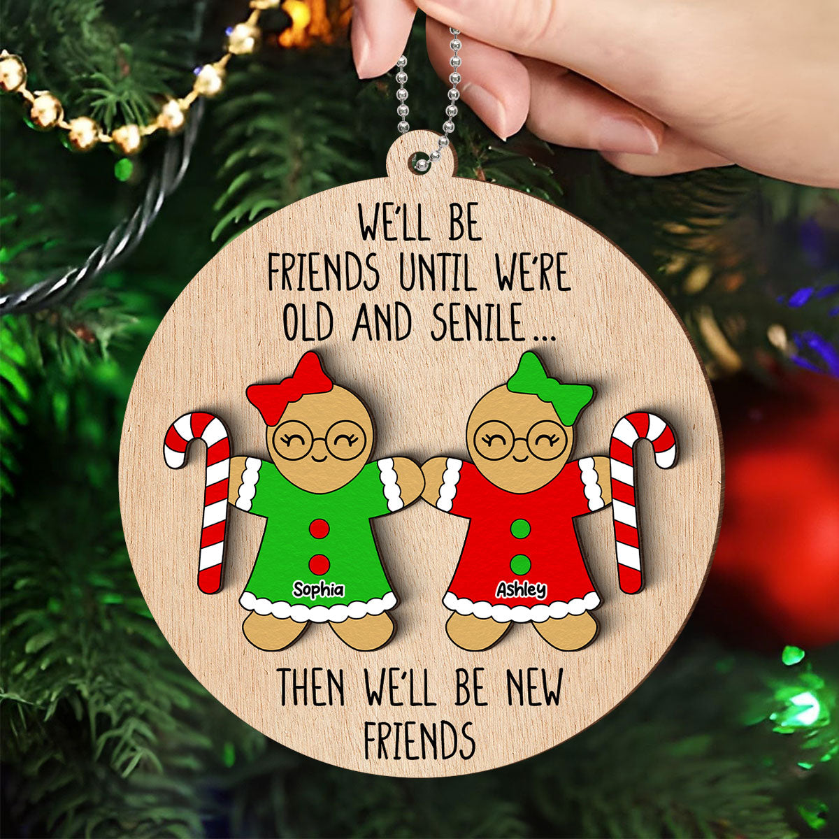Funny Friend Personalized 2-Layer Wooden Ornament, Christmas Gift For Best Friends