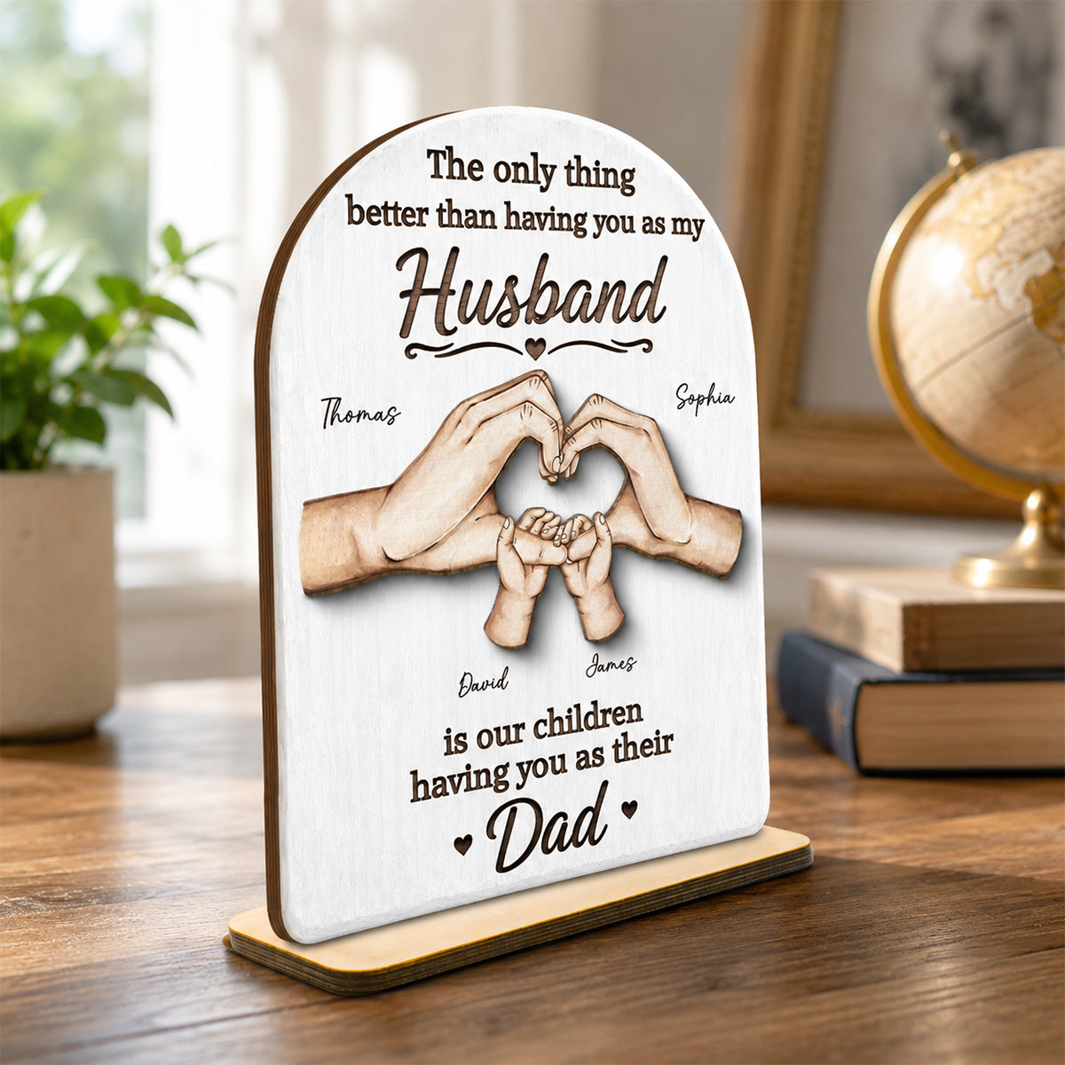 The Only Thing Having You As My Husband Family Hands - Personalized 2-Layered Wooden Plaque - Father's Day Gift For Husband