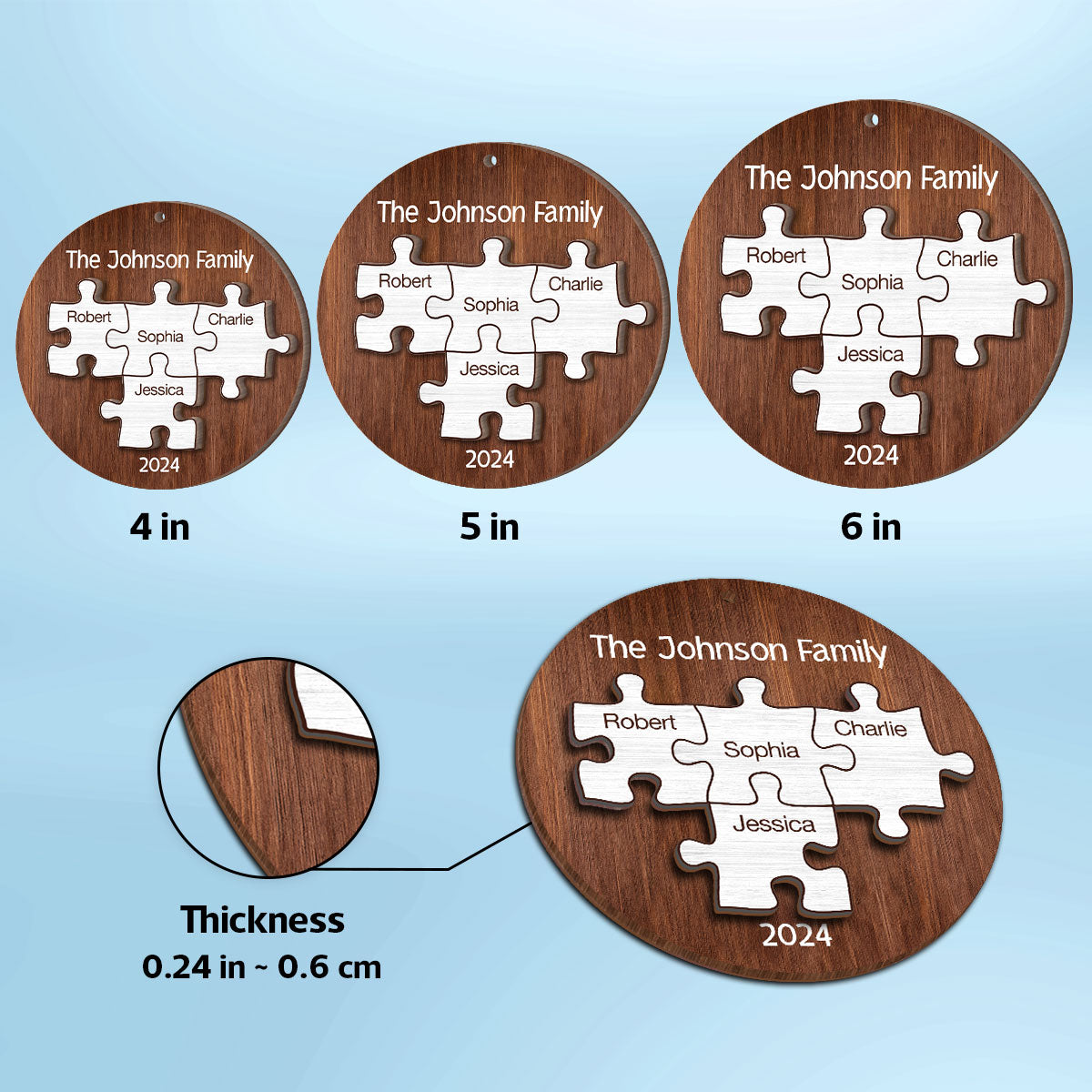 Pieces Of Our Family Christmas Keepsake Personalized 2-Layer Wooden Ornament