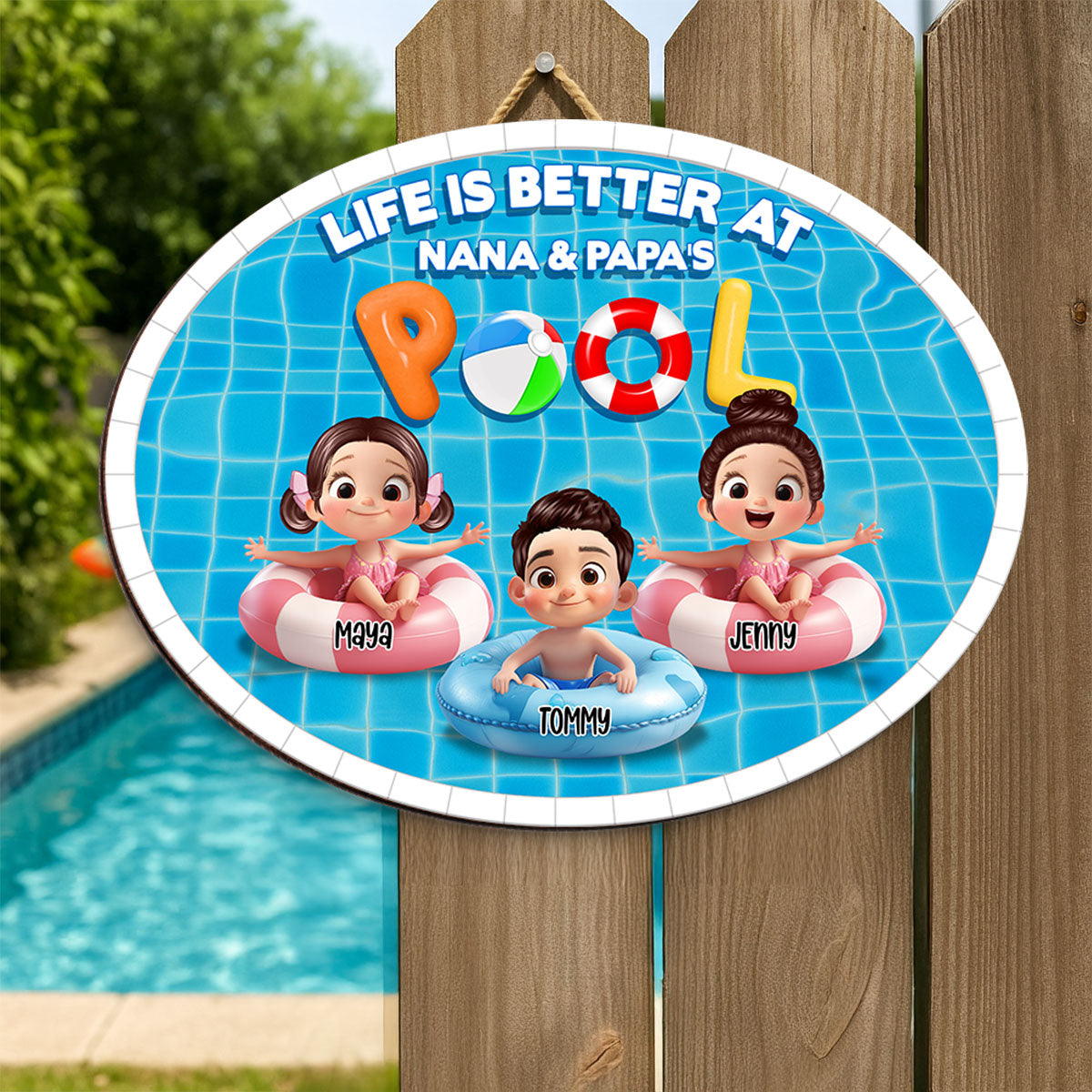 Life Is Better At Grandma Grandpa Pool Personalized Wood Sign