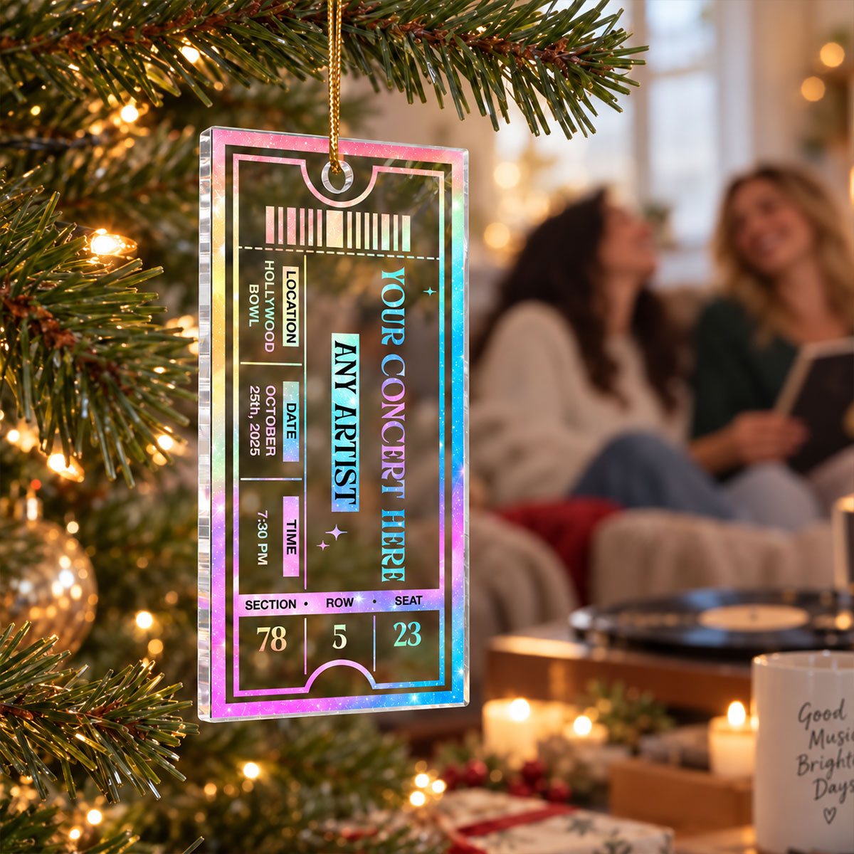 Concert Ticket - Personalized Acrylic Ornament - Music Keepsake, Gift for Couple or Friend