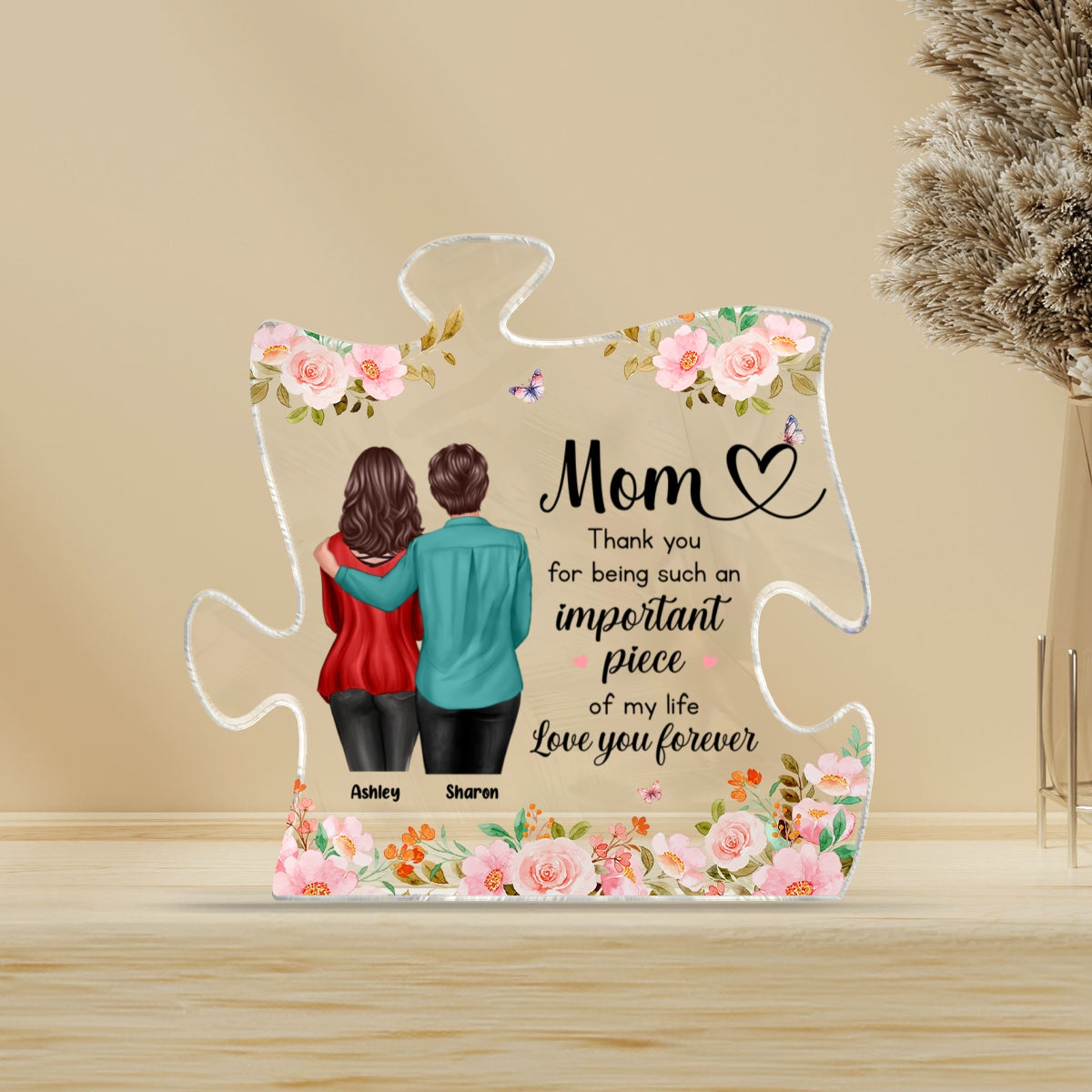 Mom You Are Important Piece Of My Life Personalized Acrylic Puzzle Block, Mother's Day gift for Moms