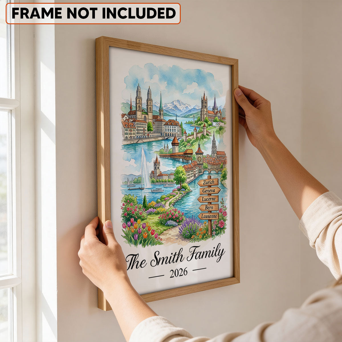 Our Adventures Custom Names & Year - Personalized Poster - Travel Christmas Keepsake Gift For Couples, Husband, Wife, Boyfriend, Girlfriend