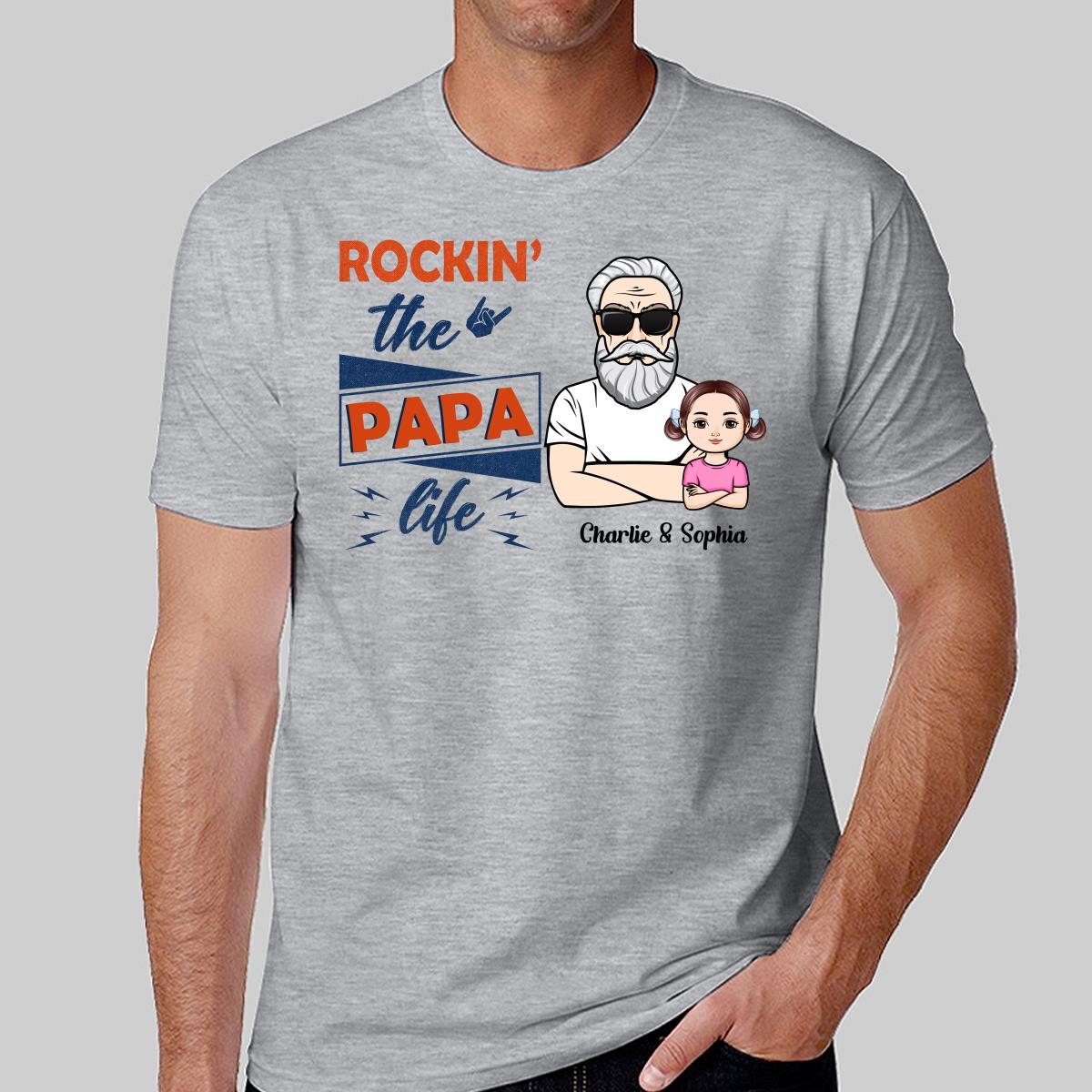 Rockin‘ The Dad Grandpa Life Crossed Arm Personalized Shirt