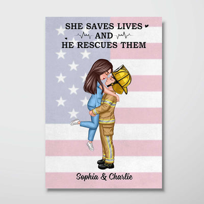 Nation Flag Couple Gifts by Occupation Gift For Her Gift For Him Personalized Vertical Poster