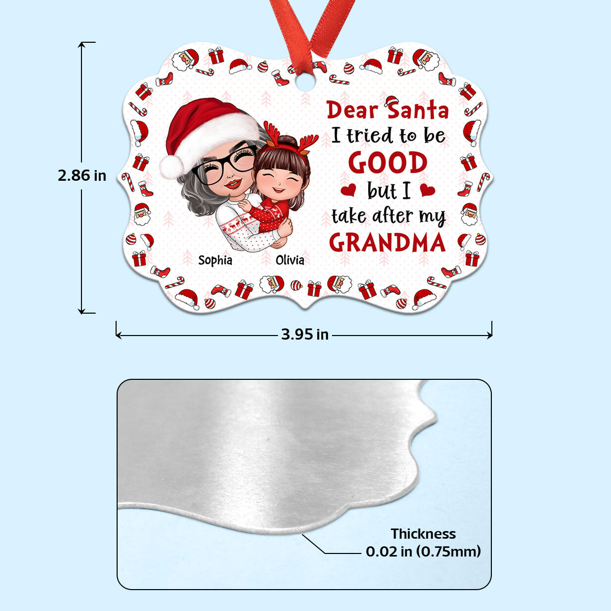 Doll Grandma Hugging Kid Dear Santa I Tried To Be Good Gift For Granddaughter Grandson Personalized Christmas Ornament
