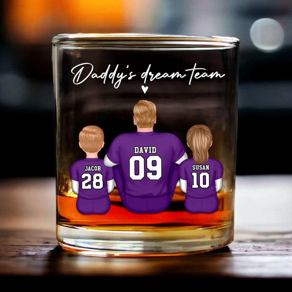 Football Daddy's Dream Team Personalized Wine Glass, Father's Day Gift for Football Dads