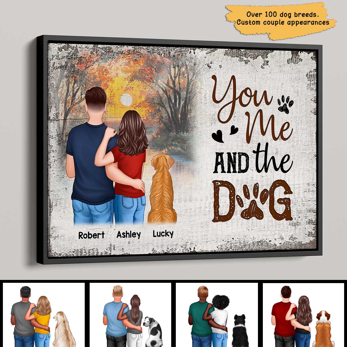 Couple And Dogs In Forest Personalized Poster