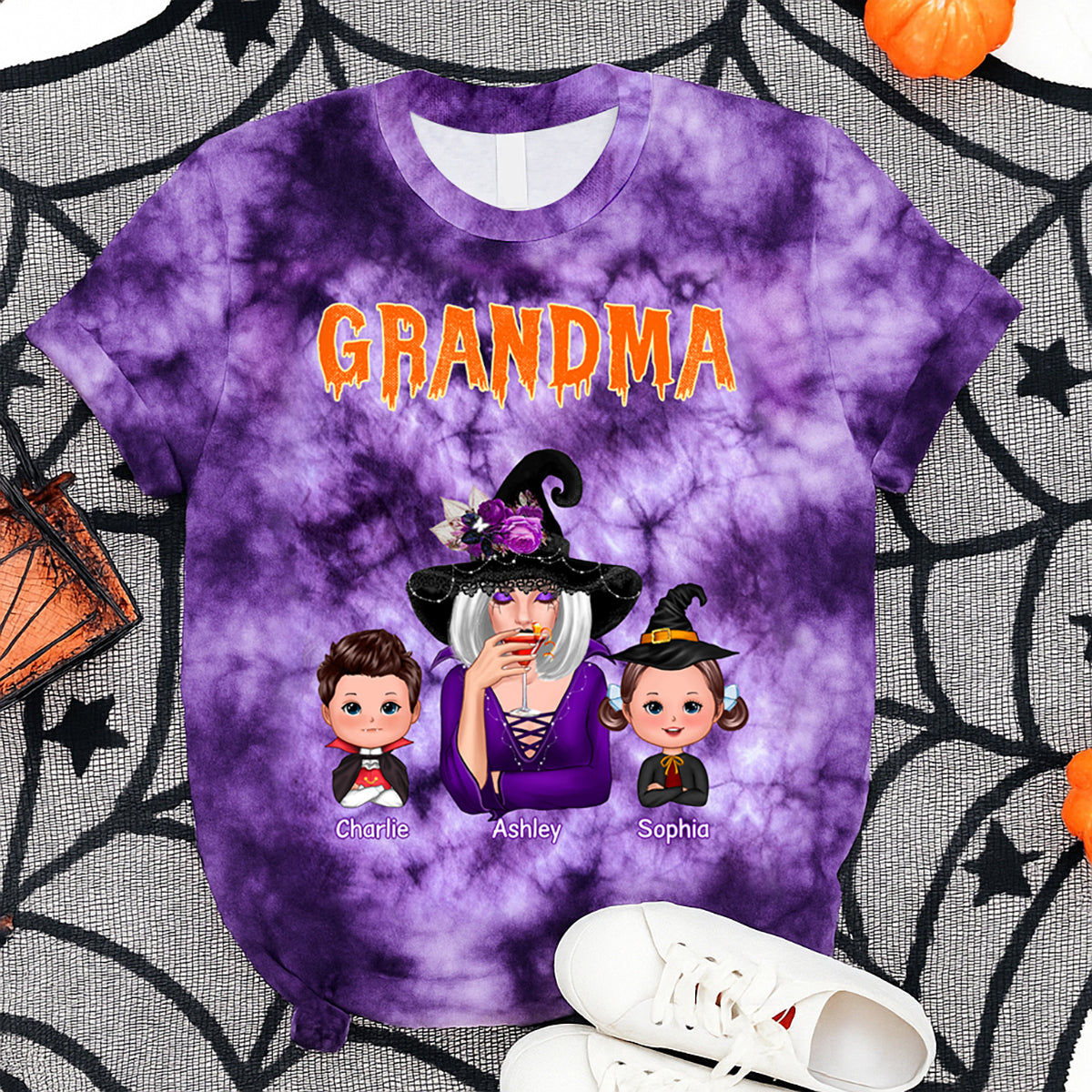 Witch Grandma & Kids Personalized Shirt, Halloween Costume for Grandma