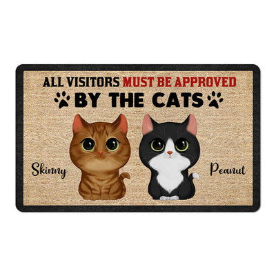 Watercolor Cute Cats All Visitors Must Be Approved By Cats Personalized Doormat