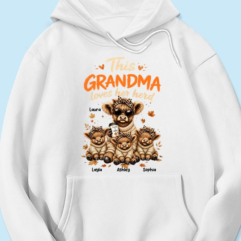 This Grandma Loves Her Herd Fall Season - Personalized Light Color Shirt - Cozy Autumn Tee for Grandma