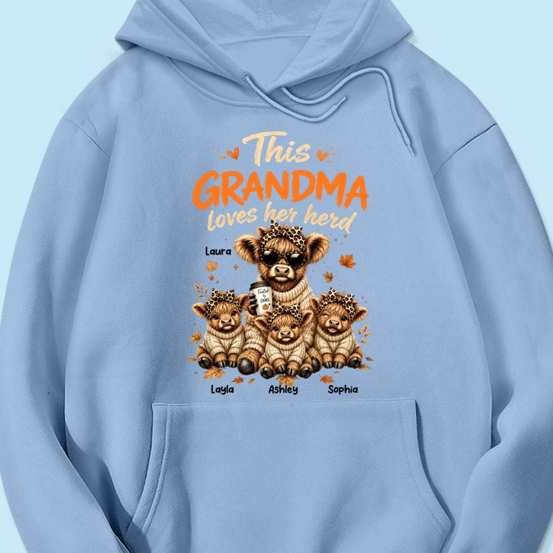 This Grandma Loves Her Herd Fall Season - Personalized Light Color Shirt - Cozy Autumn Tee for Grandma
