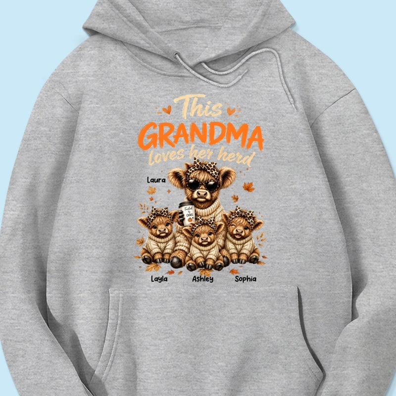 This Grandma Loves Her Herd Fall Season - Personalized Light Color Shirt - Cozy Autumn Tee for Grandma
