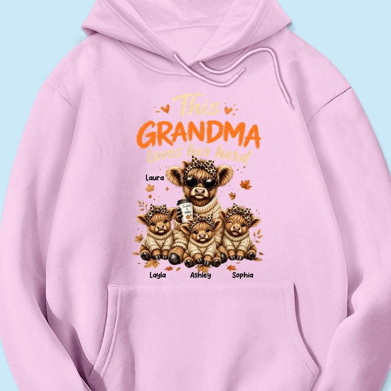 This Grandma Loves Her Herd Fall Season - Personalized Light Color Shirt - Cozy Autumn Tee for Grandma