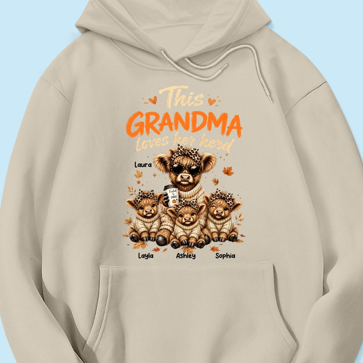 This Grandma Loves Her Herd Fall Season - Personalized Light Color Shirt - Cozy Autumn Tee for Grandma