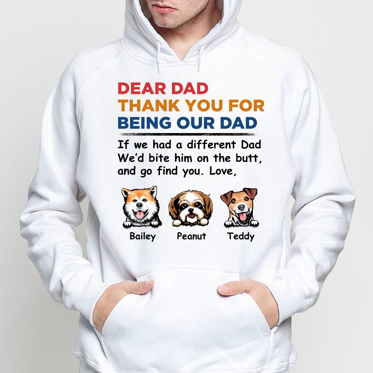 Dear Dog Dad Thank You Peeking Dog Retro Personalized Shirt