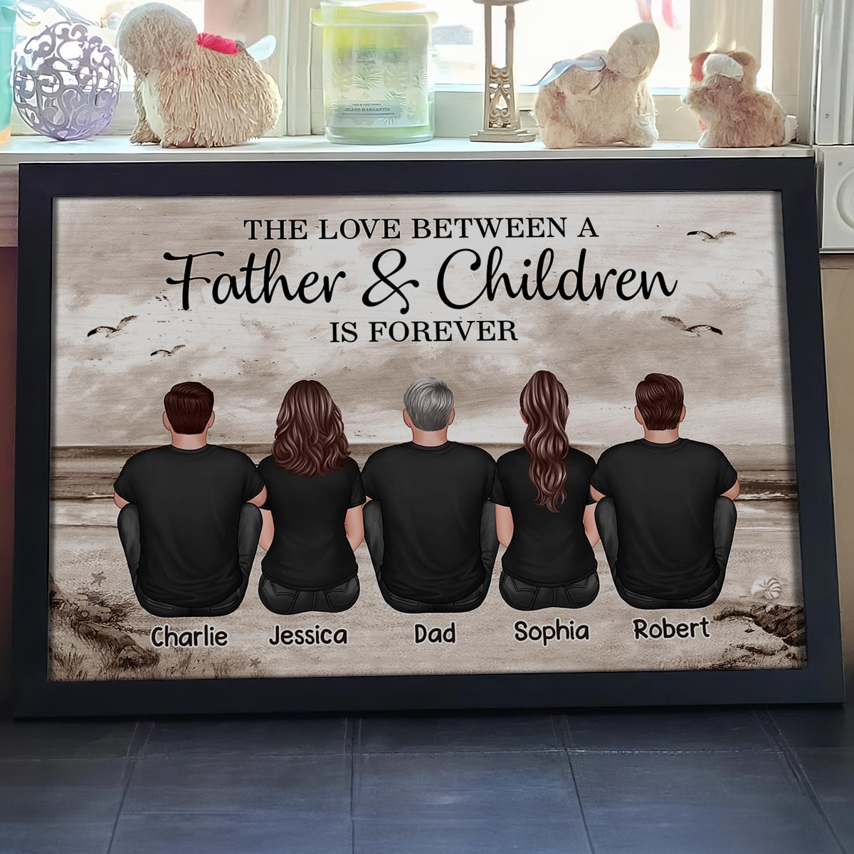 Dad No Matter How Big We Get Retro Vintage Beach Personalized Poster, Gift For Dad, For Husband