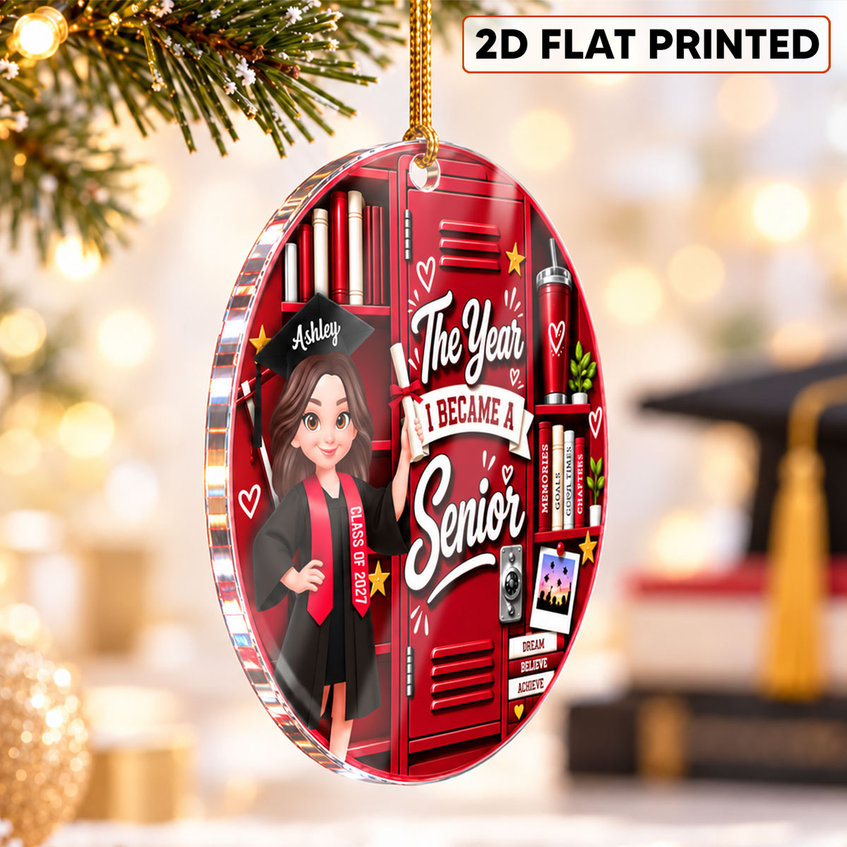 The Year I Became A Senior Locker - Personalized Acrylic Ornament - Graduation Gift For High School Senior, Daughter, Son, Grandkids