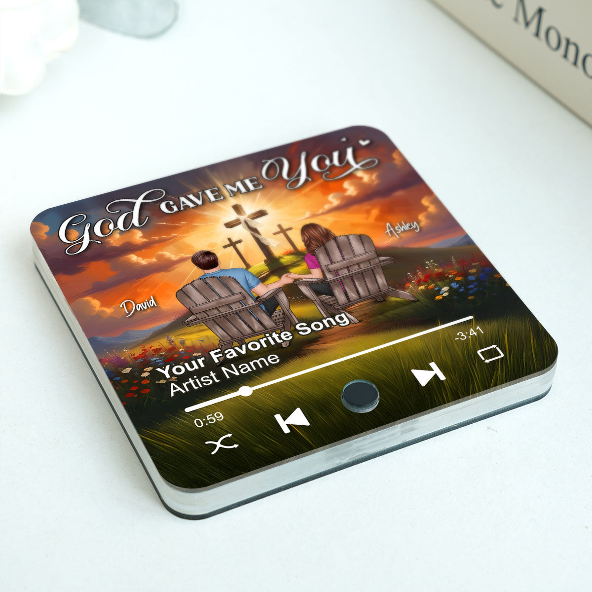 God Gave Me You Couple Sitting Personalized Music Fridge Magnet, Heartfelt Gift For Couple, For Him, For Her, Boyfriend, Girlfriend, Husband, Wife
