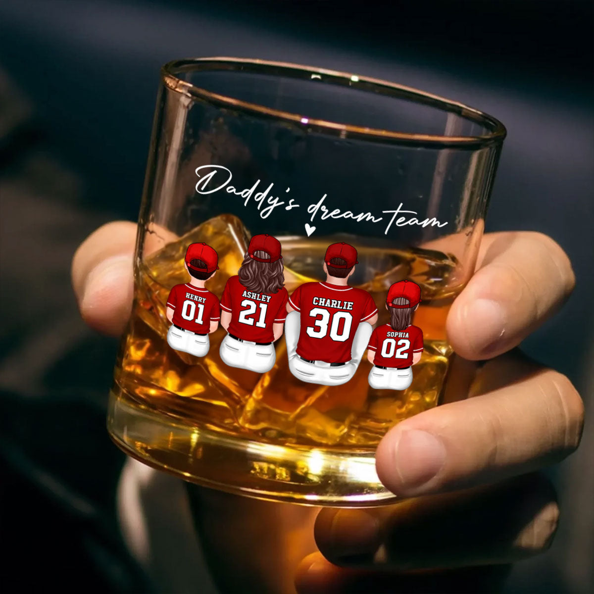Baseball Daddy's Dream Team Personalized Wine Glass, Father's Day Gift for Dad, Gift for Husband