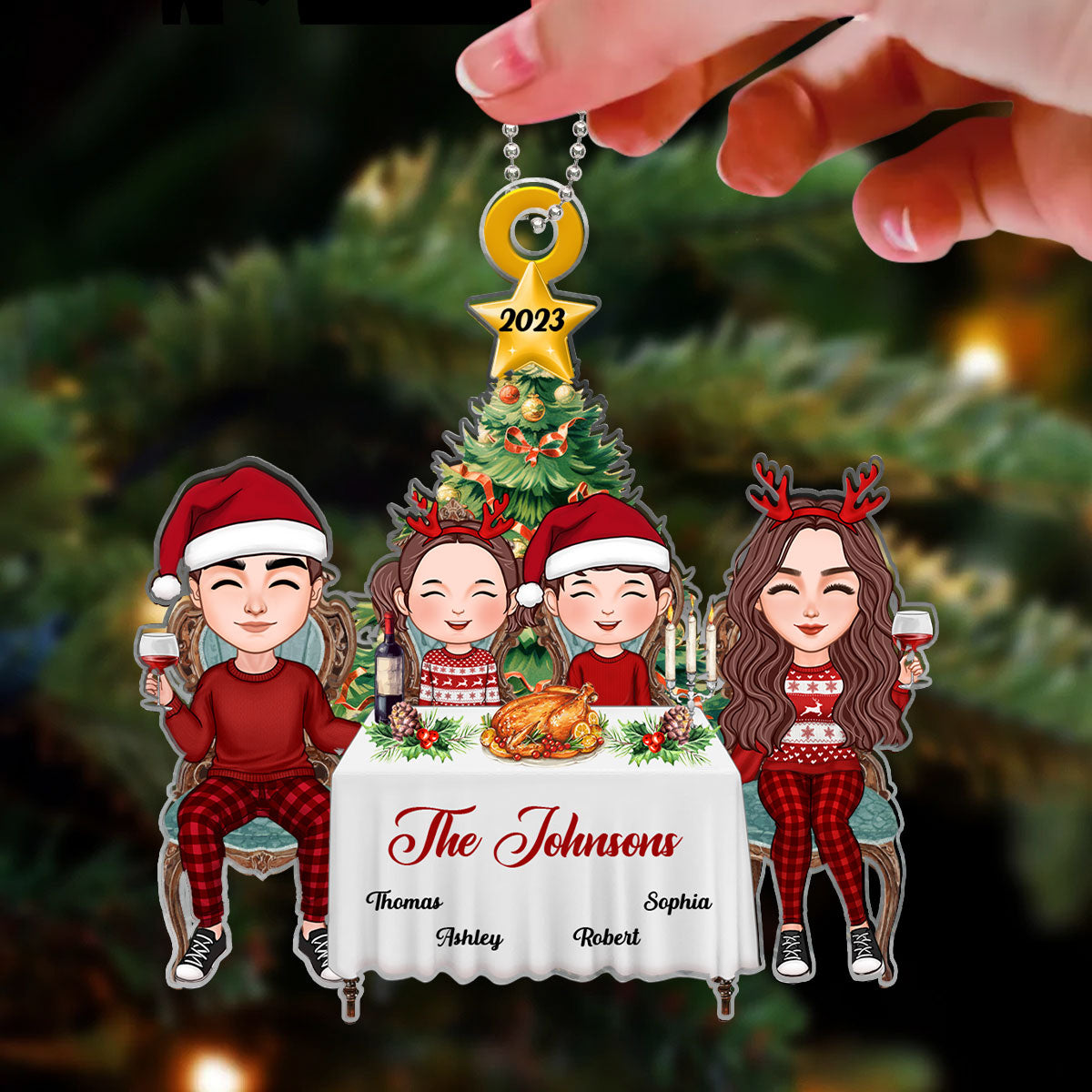 Family Christmas Dinner Table Personalized Acrylic Ornament