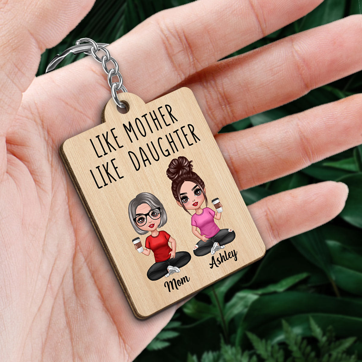 Like Mother Like Daughters Favorite Song Scannable QR Code Personalized Wooden Keychain