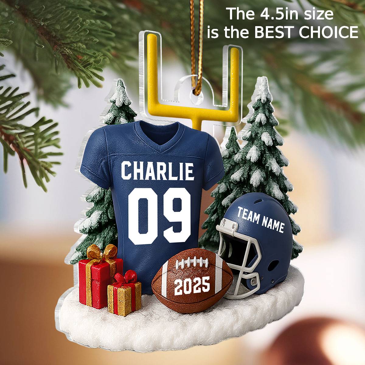 3D Effect Proud American Football Player Uniform - Personalized Acrylic Car Hanger - Gift For Football Lovers, Football Team