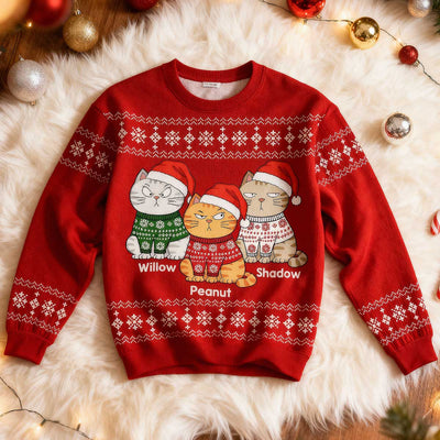 Christmas Funny Cats - Personalized Ugly Sweater - Gift For Cat Lovers, Cat Mom