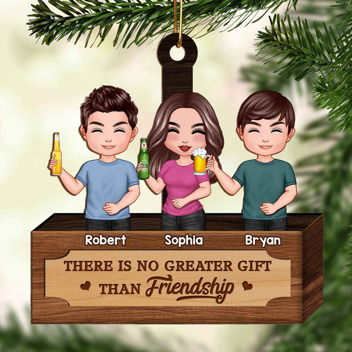 No Greater Gift Than Friendship Doll Best Friends Personalized Wooden Ornament