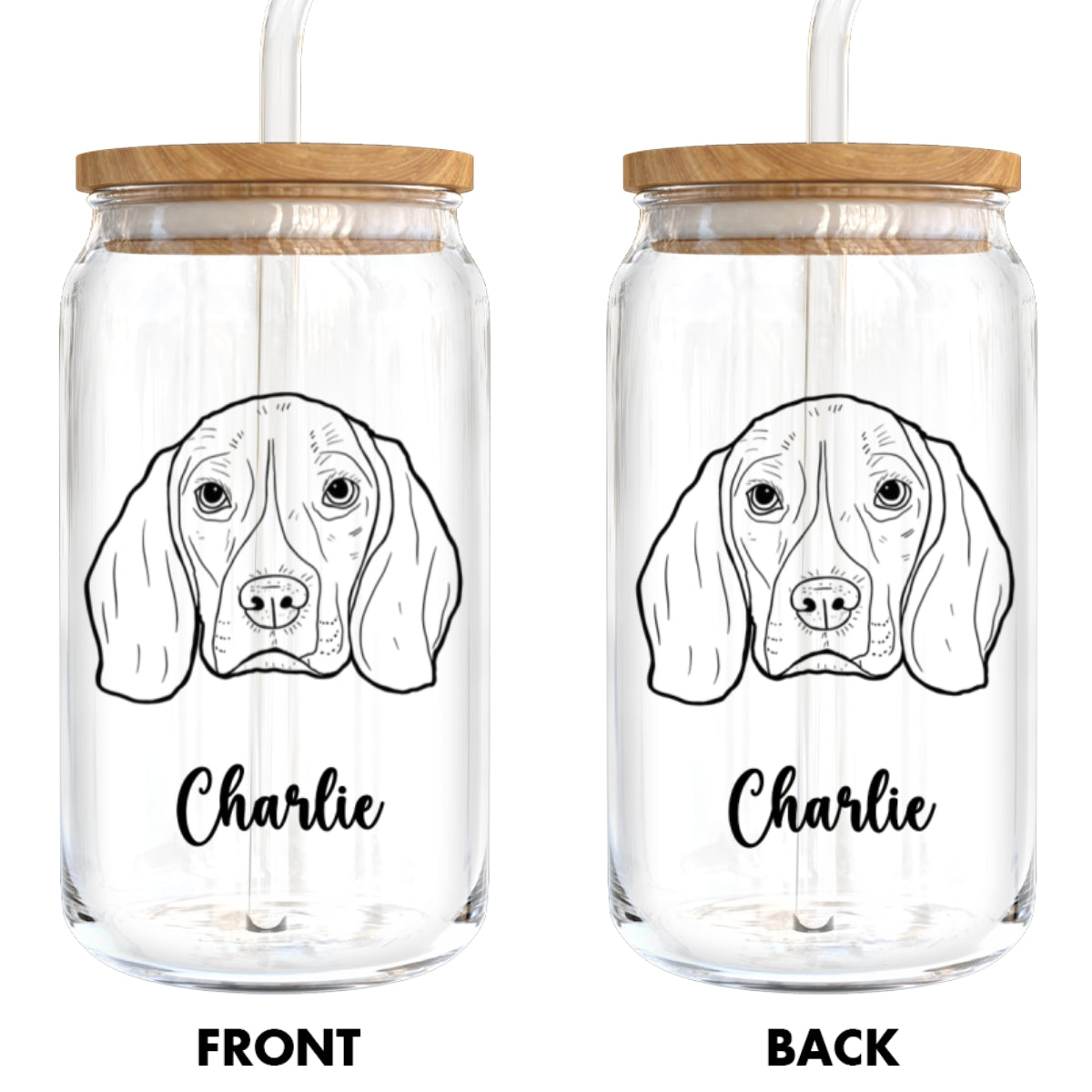 Gift For Dog Mom Dog Lover Dog Outline Personalized Clear Glass Can