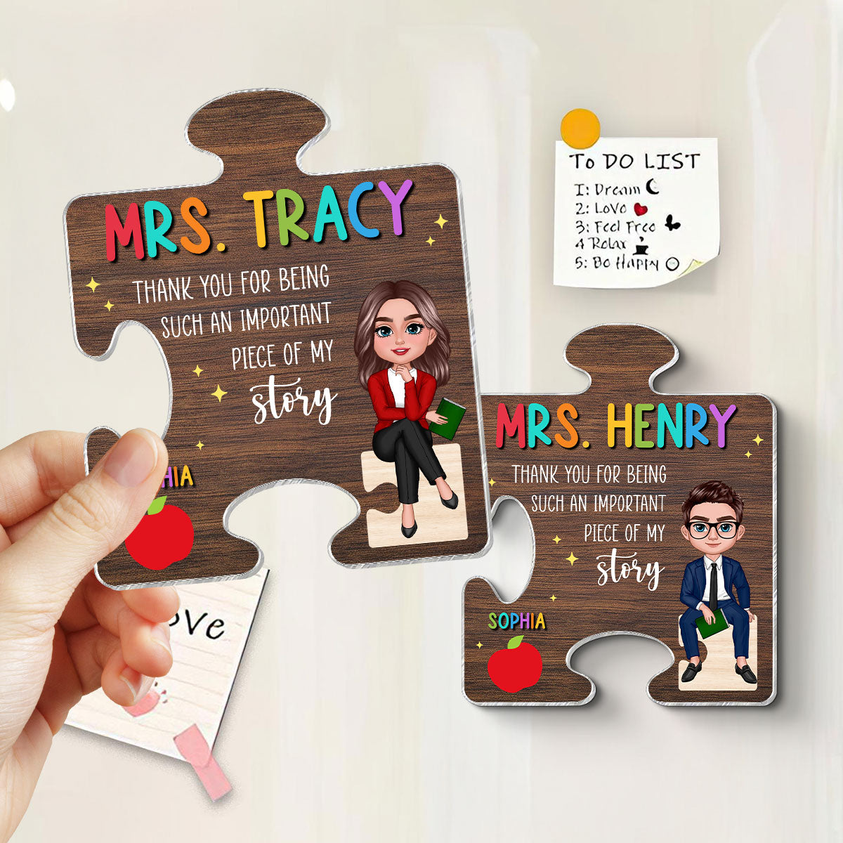 Teacher Thank You For Being Important Piece Of My Story Personalized Acrylic Magnet
